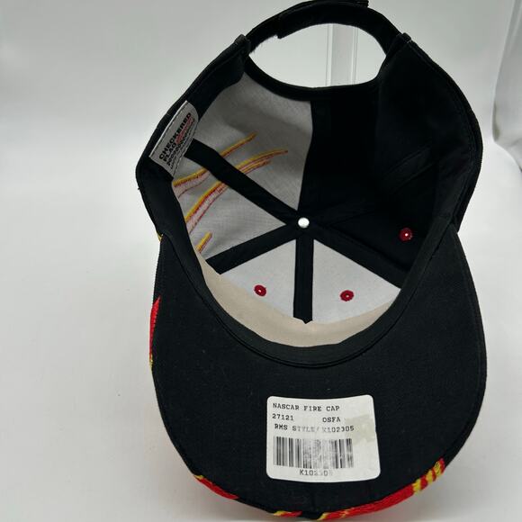 Checkered Flag Sports Cap Unisex OSFA Black Nascar Fire Baseball Cap NEW - Picture 5 of 8